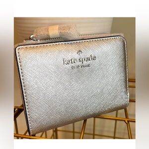 NWT Kate Spade Saffiano Lunar light/Silver Leather Wallet